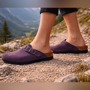 Birkenstock Purple Suede Clogs
